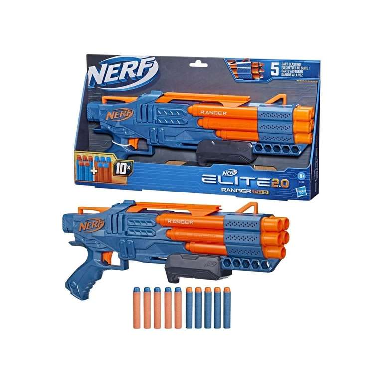 Nerf Elite 2.0 Ranger PD-5 Blaster, 5-Barrel Blasting, 10 Nerf Elite Darts, Easy To Use, Dart Storage, Pump Action