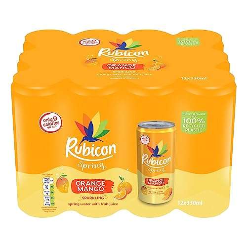 Rubicon Spring Orange Mango/Black Cherry Raspberry, Sparkling Water - 12 x 330ml Multipack Cans | £5.09 - £5.69 with s&s