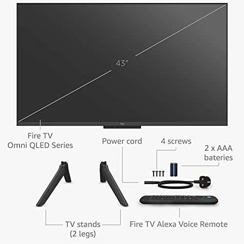 Amazon Fire TV 43" Omni QLED series 4K UHD smart TV, Dolby Vision IQ, hands free with Alexa (Pre-order for June 1st) £349 @ Amazon