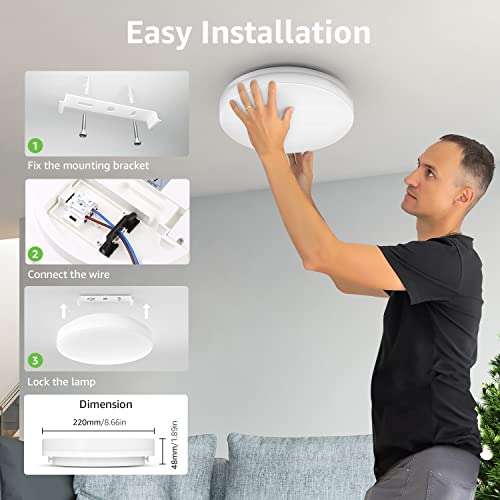 Bathroom Light, 15W 1500lm Ceiling Lights, 100W Equivalent, Waterproof IP54, Flush Ceiling Light for Kitchen, Toilet By Lepro FBA