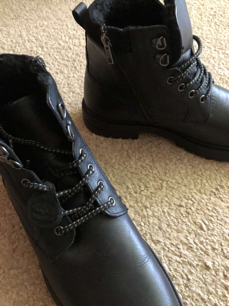 Black Leather Padded Collar Boots - instore Edinburgh