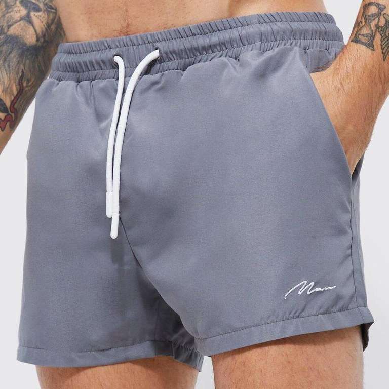 MAN SIGNATURE SHORT LENGTH SWIM SHORTS + free delivery with code