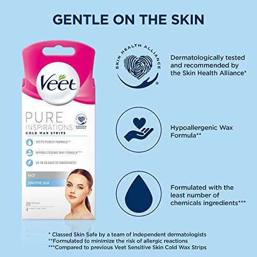 Veet Pure Cold Wax Strips Face 20S x 12 - £ (£ Subscribe & save)  @ Amazon | hotukdeals