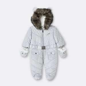 Babies Snowsuit Grey Ri Monogram Hooded Quilted Zip Front - Up To 18 Months Sold by River Island