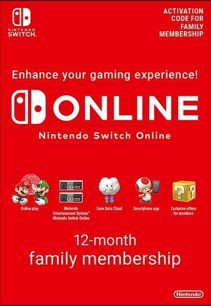 12 Months Nintendo Switch Online Family Membership (Up to 8 Accounts) - £21.99 @ CDKeys