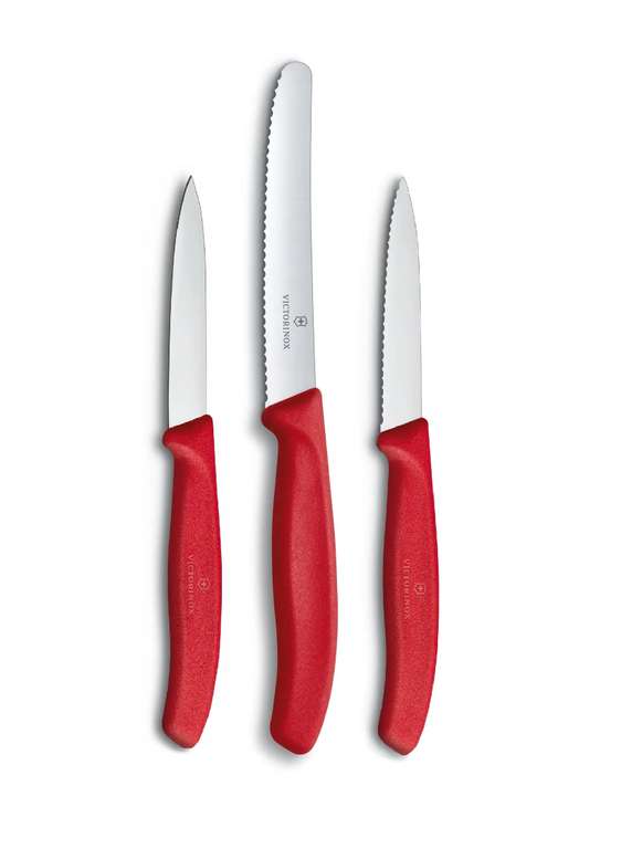 Victorinox 3-Piece Swiss Classic Paring Knife-Set, Stainless Steel, Red