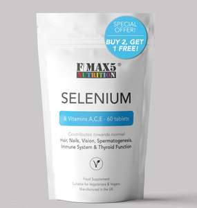 Selenium 220μg & Vitamins A,C,E Immune System, Hair, Nails Support - 60 tablets 2 months supply - fmax5-supplements