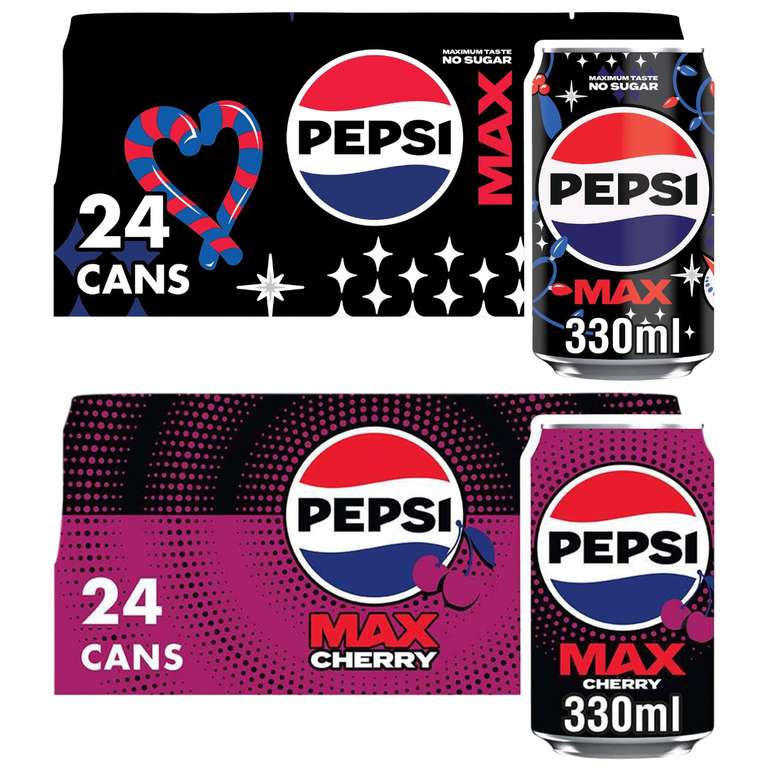 Pepsi Max No Sugar Cola Cans 24 x 330ml (Original / Cherry) (Online ...