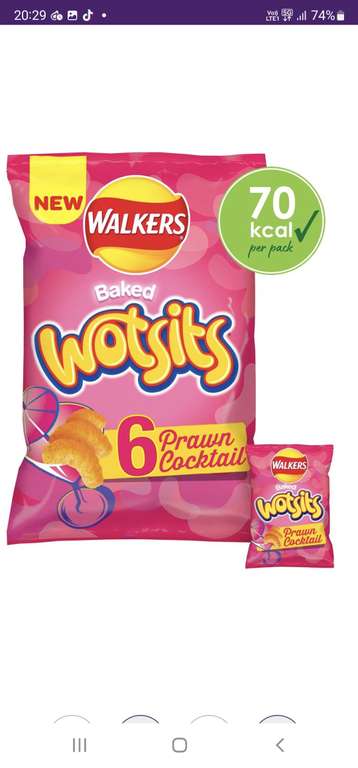 New Walkers Baked Wotsits Prawn Cocktail Flavour 6 Pack (St Helens)