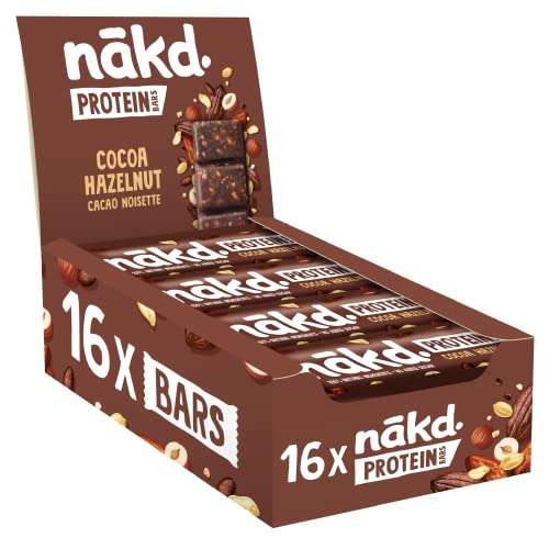 Nakd Cocoa Hazelnut Protein Bar - Vegan - Gluten Free - Healthy Snack, 45g (Pack of 16 bars) - £10.55 S&S