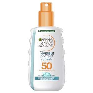 Garnier Ambre Solaire Invisible Protect Refresh Spray SPF50, Water Resistant, UVA & UVB Protection, 200ml - with voucher or £4.34 S&S