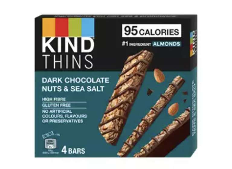 KIND Thins Dark Chocolate Nuts & Sea Salt Snack Bars 4 Bars £1.75 instore & online @ Asda