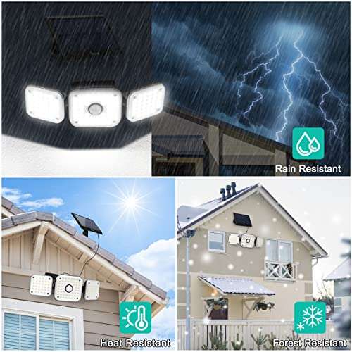 Solar Security Lights 112LED Motion Sensor Separate Solar Panel 3 Adjustable Heads Remote Control Sold By WILLOW-LED / FBA