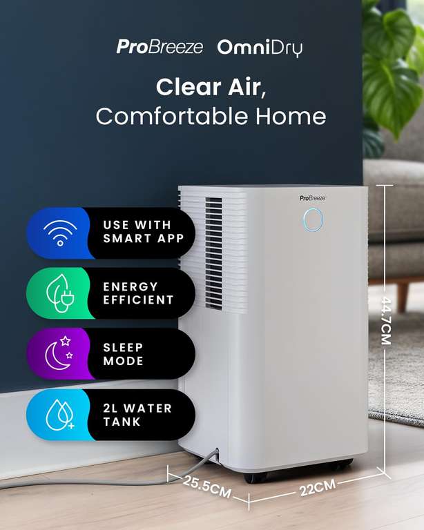 Pro Breeze OmniDry 12L Dehumidifier with Humidity Sensor & Display ...
