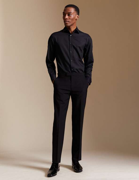 M&S Collection Pure Cotton Easy Iron Tailored Fit Shirt (Black) - £10 (Free Click & Collect) @ Marks & Spencer