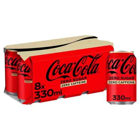 Coke Zero Sugar Zero Caffeine & Coke Zero Sugar Cherry 8 x 330ml £2.75 @ Asda