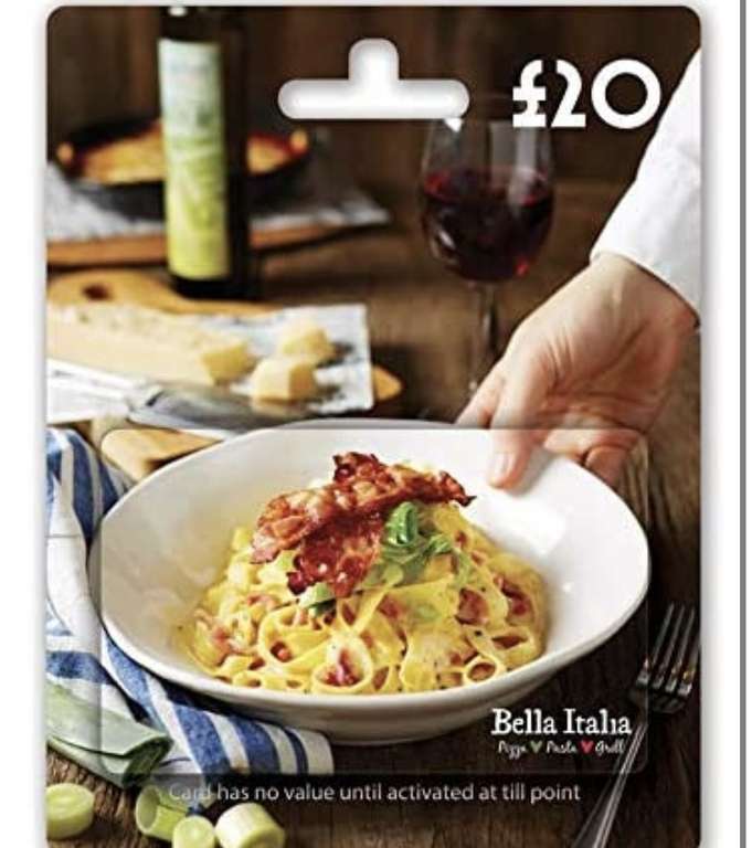 20% off on £20 giftcard of Pizza Express, Bella Italia & Cafe Rouge (delivered by post) @ Amazon