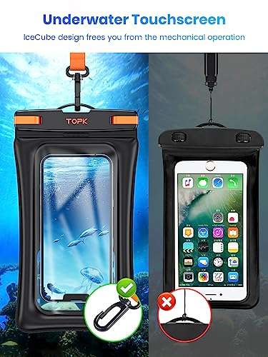 TOPK Waterproof Phone Pouch, 1-Pack Universal iPX8 (using voucher) @ TOPKDirect FBA