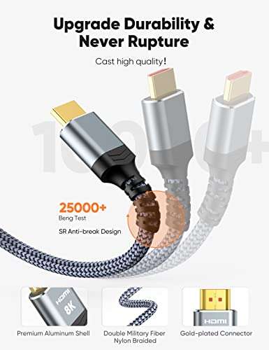 HDMI cable 2m, 8K hdmi cable £6.99 @ Dispatches from Amazon Sold by Towiner EU