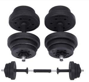 SONGMICS Black Adjustable Dumbbells Set with Extra Barbell Bar w/code