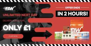 Bodybuilding Warehouse Plus Unlimited Next Day Delivery For 1 year - £1 (no code needed) Live from 6pm to 8pm - @ Bodybuilding Warehouse