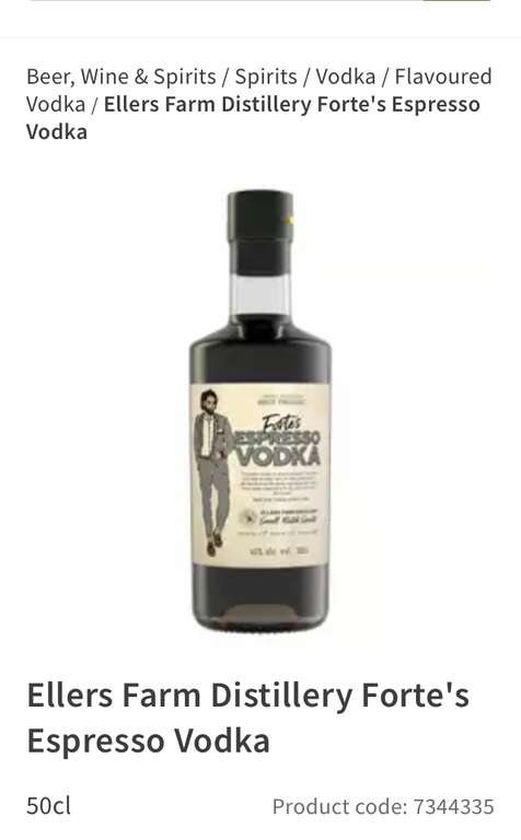 Ellers Farm Distillery Forte's Espresso Vodka 50cl - £7.67 instore @ Asda, Kings Hill (Kent)