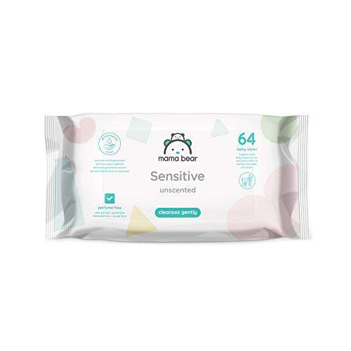 Amazon Brand - Mama Bear Sensitive Unscented Baby Wipes– Pack of 12 (Total 768 Wipes) £8.49 /£6.37 Subscribe & Save at Amazon