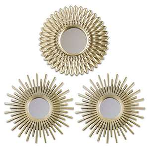 3 Gold Wall Mirrors for Living Room, Home Decor & Bedroom | Round Mirrors for Hanging and Wall Decor