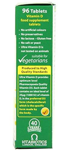 Vitabiotics Ultra Vitamin D3 Tablets 96 Count Pack Of 1 2 70 2 57 Subscribe And Save Amazon Hotukdeals