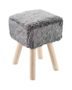 Square / Round Faux Fur Stool (Grey / Black / White) - £7.99 ( in store) / £7.99 + £2.95 delivery (online - UK Mainland) @ Aldi