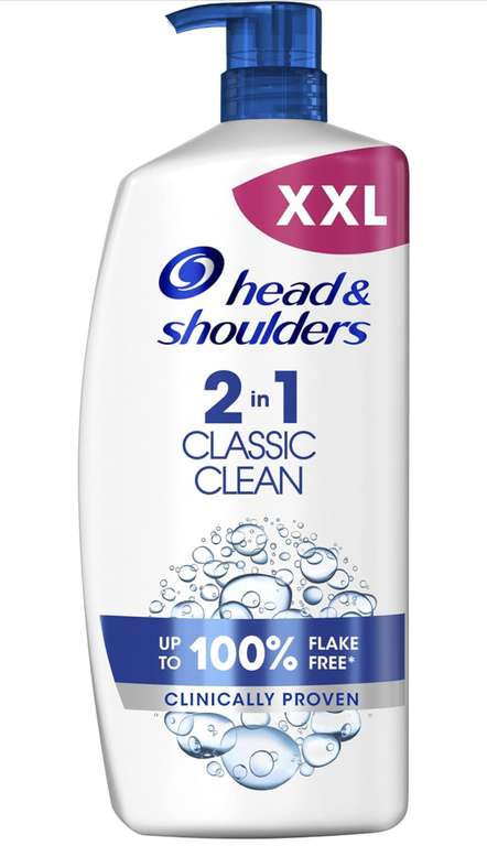 Head & Shoulders Classic Clean 2in1 Anti Dandruff Shampoo, 1000ml. Up to 100% Flake Free, Clinically Proven