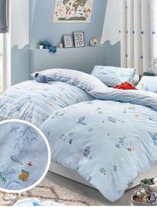 2 Pack Blue 100% Cotton Pirate Treasure Map Reversible Duvet Cover and Pillowcase Set - Toddler £14 Free Click & Collect @ Next Clearance