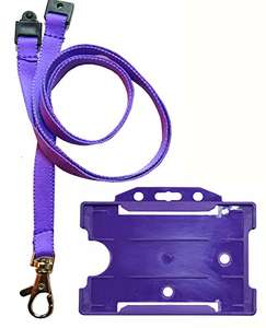 Customcard Neck Lanyard Metal Clip and ID Card Badge Holder - Purple, Purple x 1
