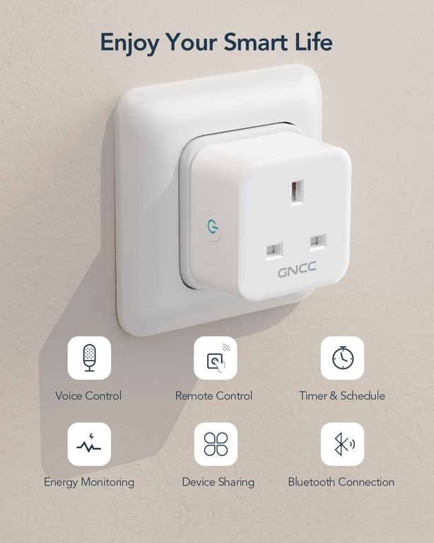 4pk WiFi Smart Plug, Compatible with Smart Life APP, Without Energy Monitoring, 2.4Ghz Only, 13A 3120W, With Voucher Sold By Kalado FBA