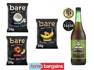 Bare Fruit Snacks 24g coconut / Fuji Apple / Banana 25p & Gran Steads Ginger Punch 750ml 99p (Non-alcoholic) @ Instore Home Bargains Derby