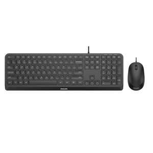 Philips SPT6207B Wired PC Keyboard and Mouse Combo, Black - UK Layout