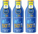 3 x NIVEA Sun Kids Protect & Care SPF 50+ Lotion (200ml) (£10.71/£9.77 on S&S) + 10% off 1st S&S