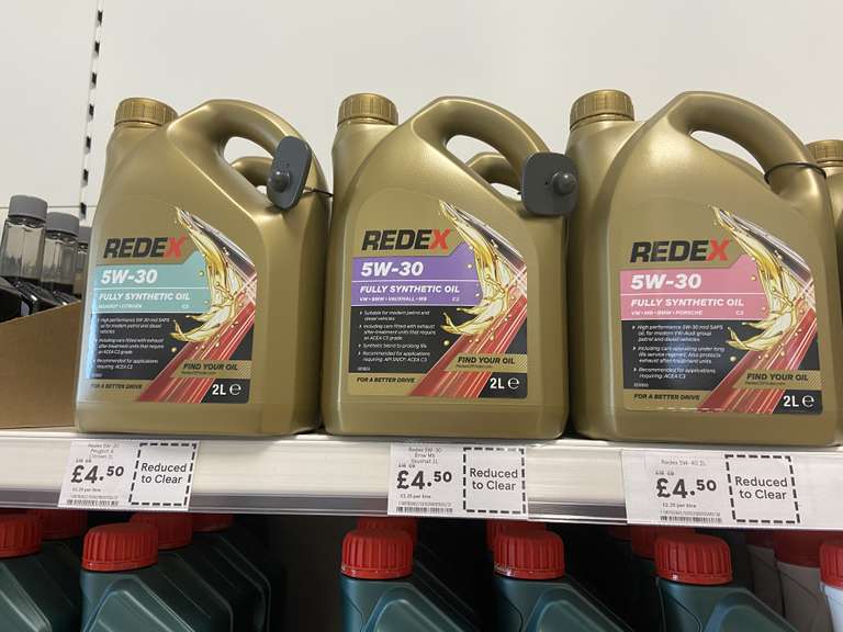 Redex 2L 5W-30 / 5W-40 / Synthetic or 10W-40 Part Synthetic Oil + more reduced - Musselburgh