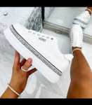 Crystal gem Sparkly Wedge Trim Trainers in white. Sizes 3 - 8. Sold & Delivered by Love Lemonade London Limited