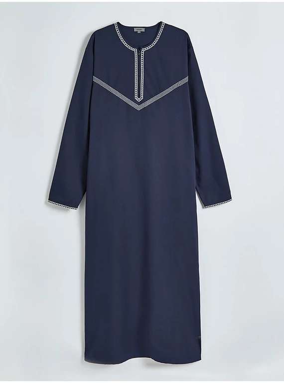 Navy Matching Adults Embroidered Full Length Thobe | FREE Click & collect