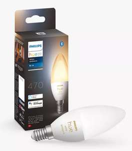 Philips Hue White Ambiance Wireless Lighting LED Light Bulb with Bluetooth, 2 for £3 with code + £2 C&C @ John Lewis & Partners