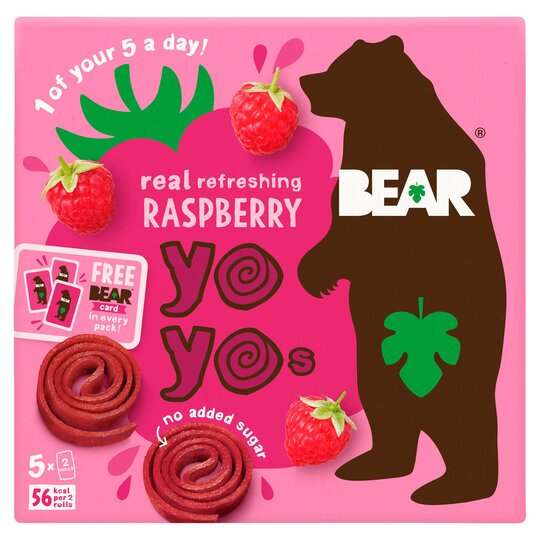Bear Pure Fruit Yoyo Raspberry 5 X 20G £1.95 (Clubcard Price) @ Tesco