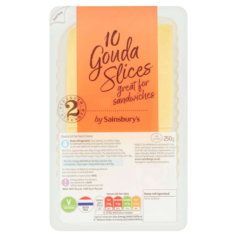 Sainsbury's Gouda Cheese 10 Slices 250g - £1.63 @ Sainsbury's