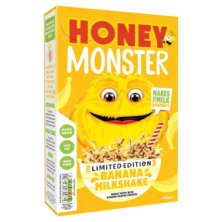 Honey Monster Banana Milkshake Flavour Cereal 360g - £1 @ Farmfoods Nelson