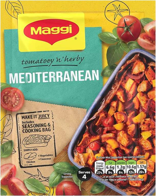 6 packs of MAGGI So Juicy Mediterranean Recipe Mix 37g, - Kirkintilloch