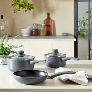 Set of 3 Grey / Navy / Black Aluminium Cookware Pans £12.50 Delivered With Code @ Dunelm