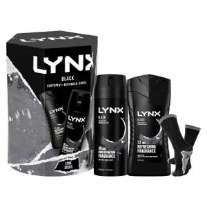 LYNX Black Duo & Socks Deodorant Gift Set Body Wash 225ml & Body Spray 150ml
