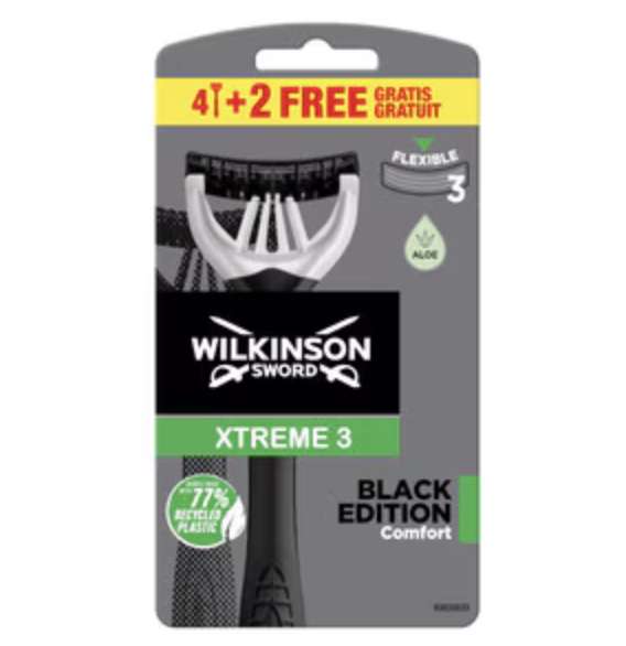 Wilkinson Sword Xtreme 3 Black Edition Men's Razor 4+2 In Maypole