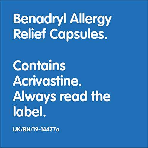 Benadryl Allergy Relief Fast-Acting antihistamine - 24 Capsules - £6.70 / £6.03 Subscribe & Save + 15% Voucher on 1st S&S @ Amazon