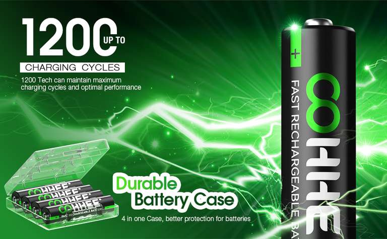 OOHHEE Rechargeable AAA Batteries 16 pack. Sold by OOHHEE FBA - £9.49 (S&S)